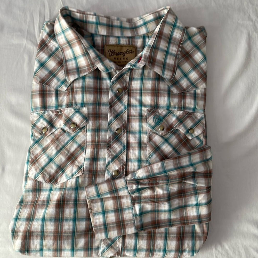 WRANGLER MENS RETRO 3XL WESTERN PEARL SNAP LONG SLEEVE SHIRT - Picture 3 of 8